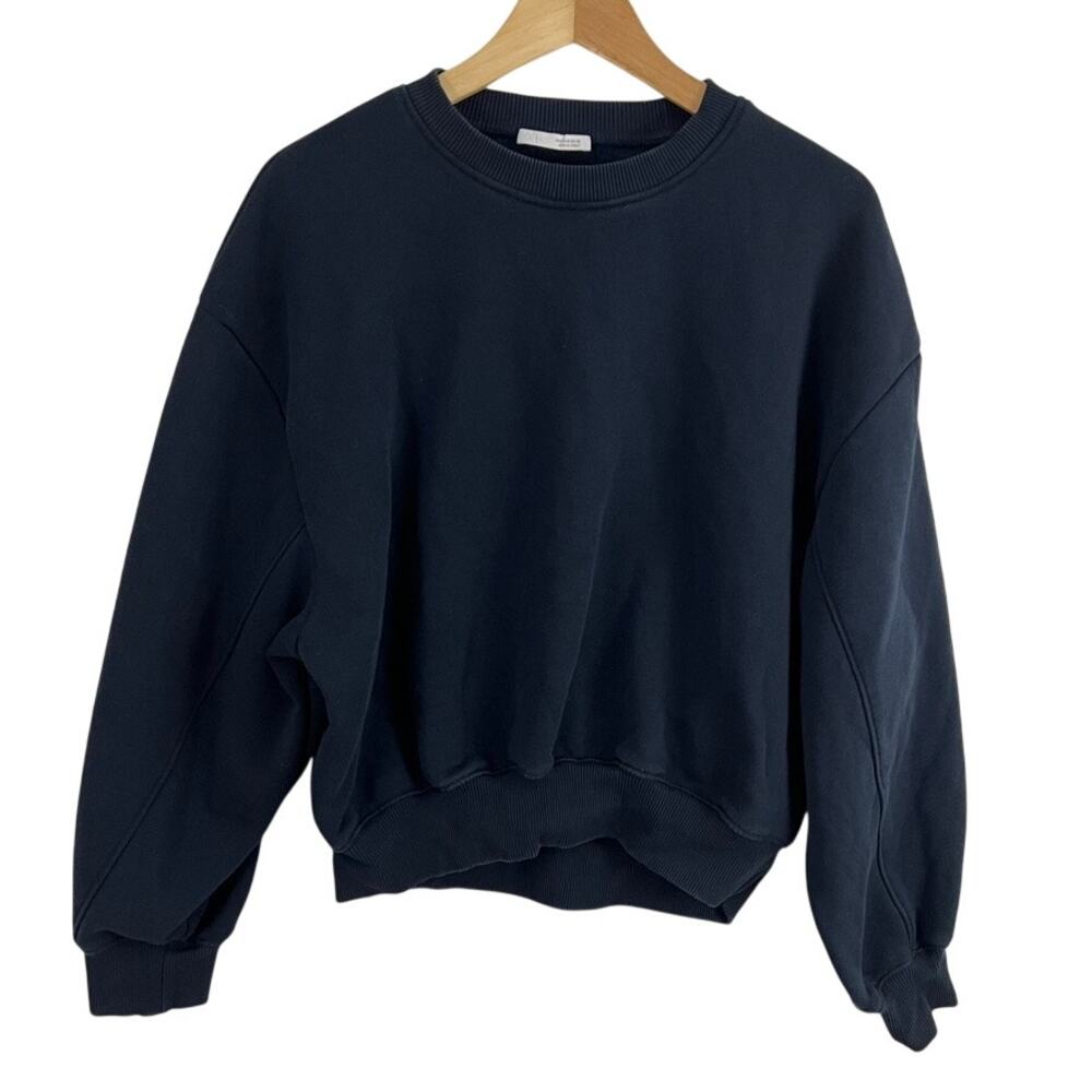 Zara Navy Crop Sweatshirt Women Size Medium